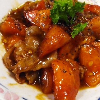 トマト豚の黒酢生姜焼き